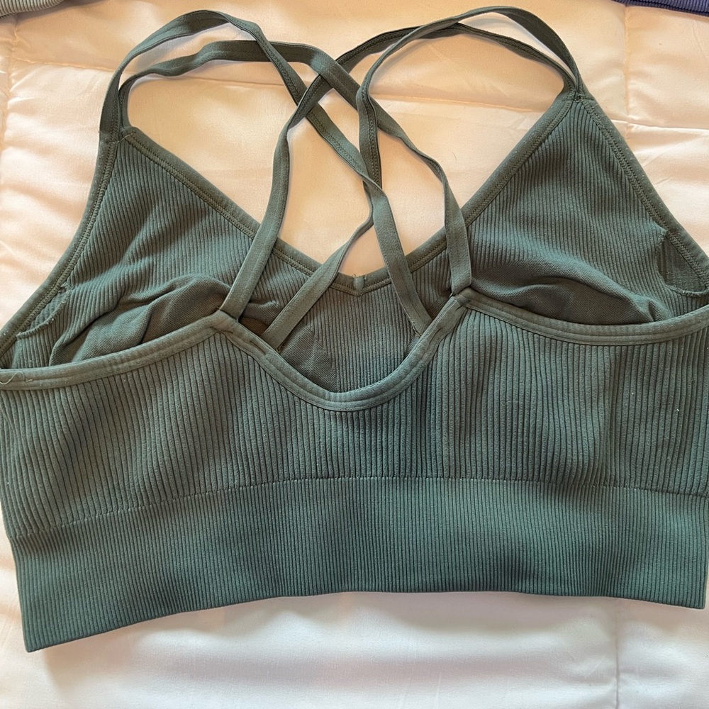 aerie Ribbed Strappy Bralette - Set of 5! Olive, Gray, Blue, Black Set - Picture 4 of 4